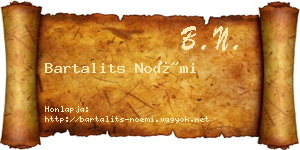Bartalits Noémi névjegykártya